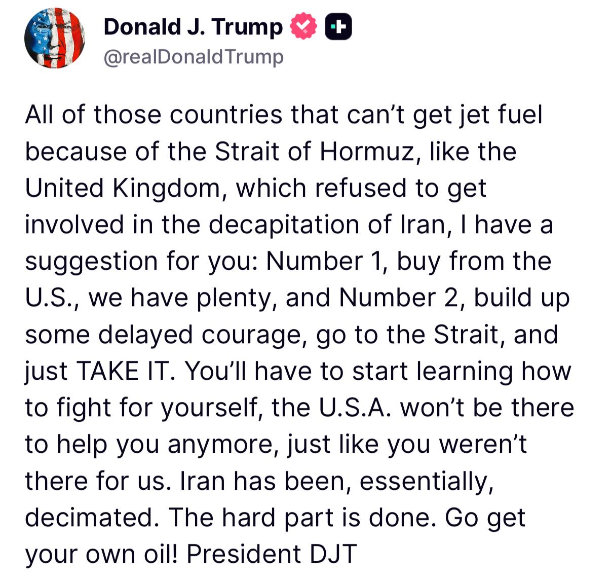 תגובתו של הנשיא טראמפ למדינות אירופה