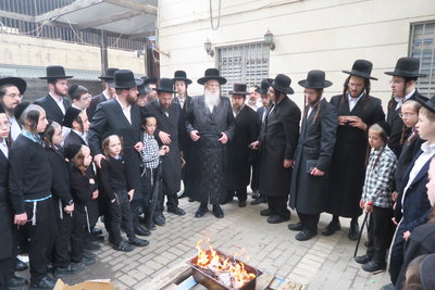 האדמו"ר ממודז'יץ בשריפת חמץ