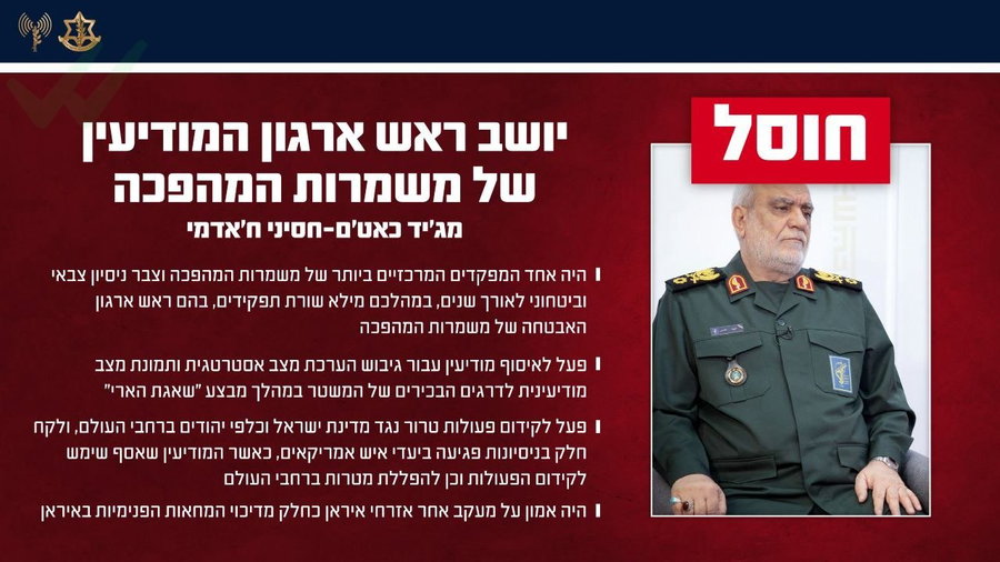 צה"ל מאשר רשמית וחושף פרטים נוספים על הבכיר שחוסל בתקיפה ישראלית