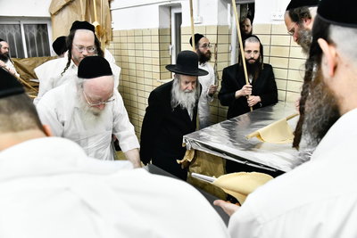 האדמו"ר מאמשינוב באפיית המצות