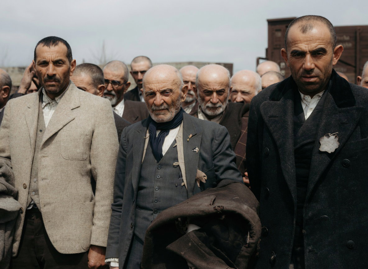 לאחר ארבעה ימי סבל בקרונות החתומים, המגורשים יורדים אל הרציף, מותשים מצמא ומרעב, ומשאירים מאחור את כל רכושם