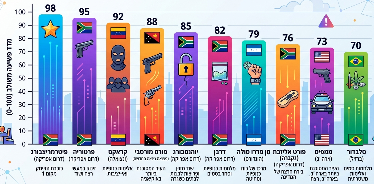 דירוג הפשע בערים המובילות