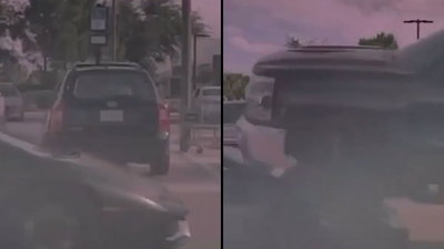 הזוי: נהגת הטנדר 'פספסה' את הלמבורגיני - וטיפסה עליו בחניון | צפו 