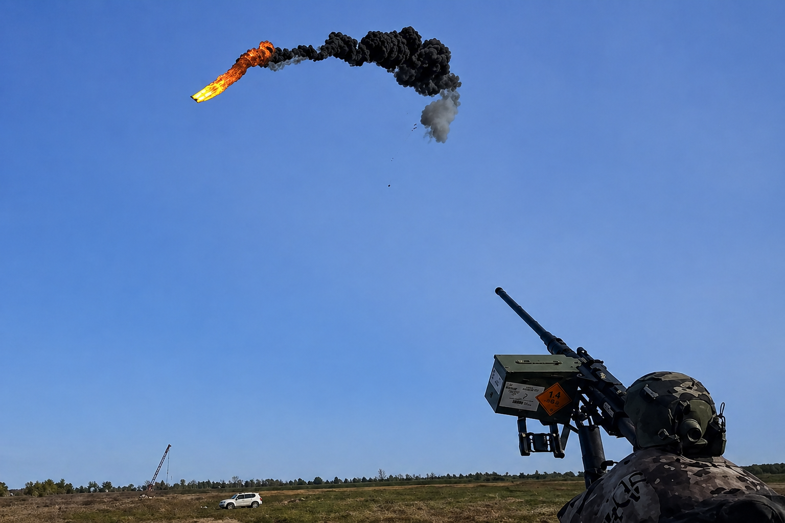 יותר טוב מפטריוט: לוחם אוקראיני חיסל "שאהד" עם מקלע בן 100 שנה