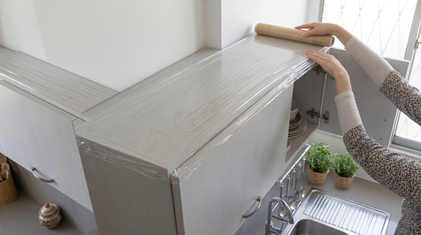 במקום שהשומן והפיח יידבקו ישירות לעץ או לפורמייקה של הארון, הם פשוט נוחתים על הניילון