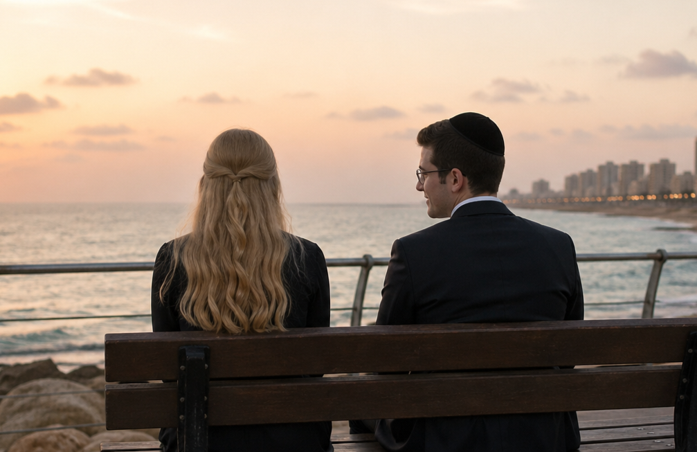 בן ישיבה ובחורת סמינר בפגישה, אילוסטרציה