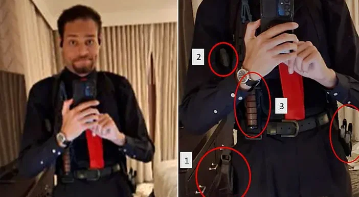 החשוד מצלם את עצמו לפני הירי