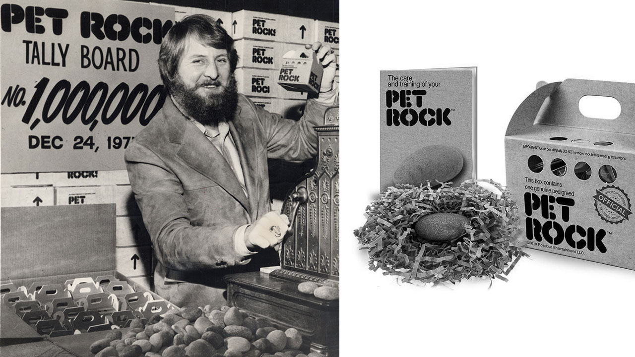  גארי דאהל לצד 'אבן המחמד' שהמציא