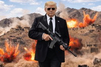 טראמפ, עם נשק ארוך ופיצוצים ברקע: זה המסר של הנשיא לאיראן