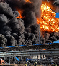 מתקן הנפט הרוסי בוער