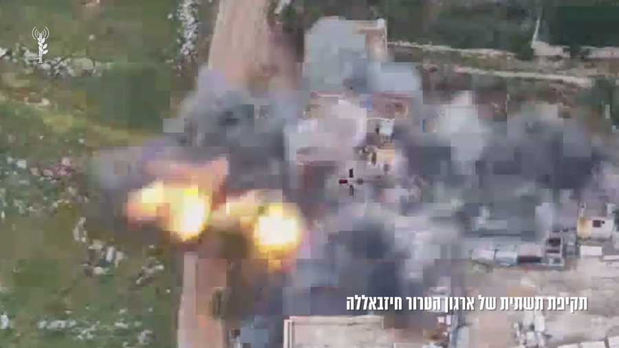 תיעוד בצבע מתקיפות צה"ל לעבר תשתיות של ארגון הטרור חיזבאללה בדרום לבנון