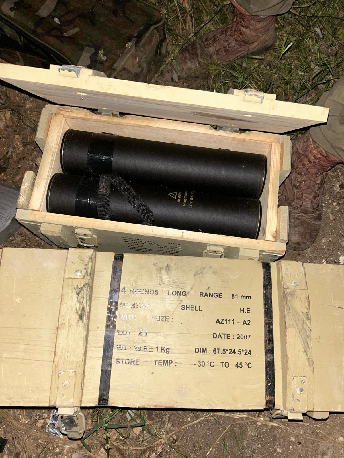 אמצעי לחימה שאותרו על ידי הכוחות במרחב הליטאני
