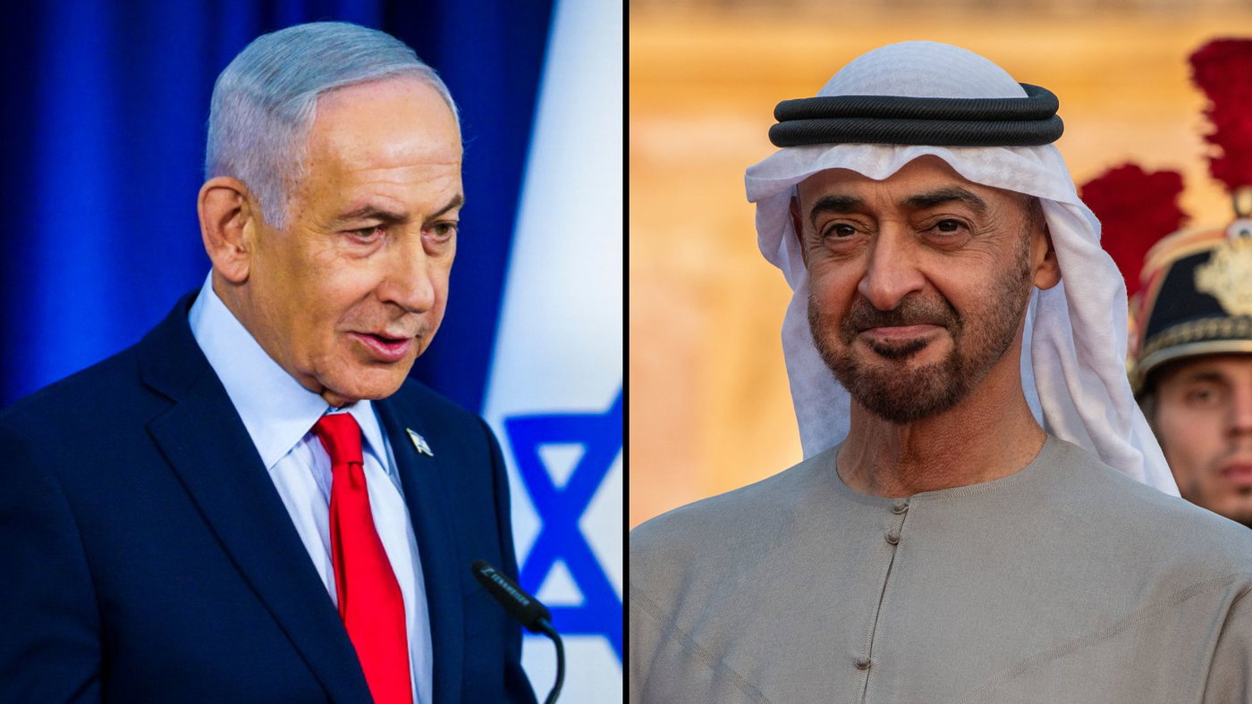 מימין מוחמד בן זאיד, משמאל נתניהו