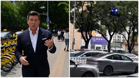 כתב פוקס ניוז ורחפן משטרתי מקומי - ביקור טראמפ בסין