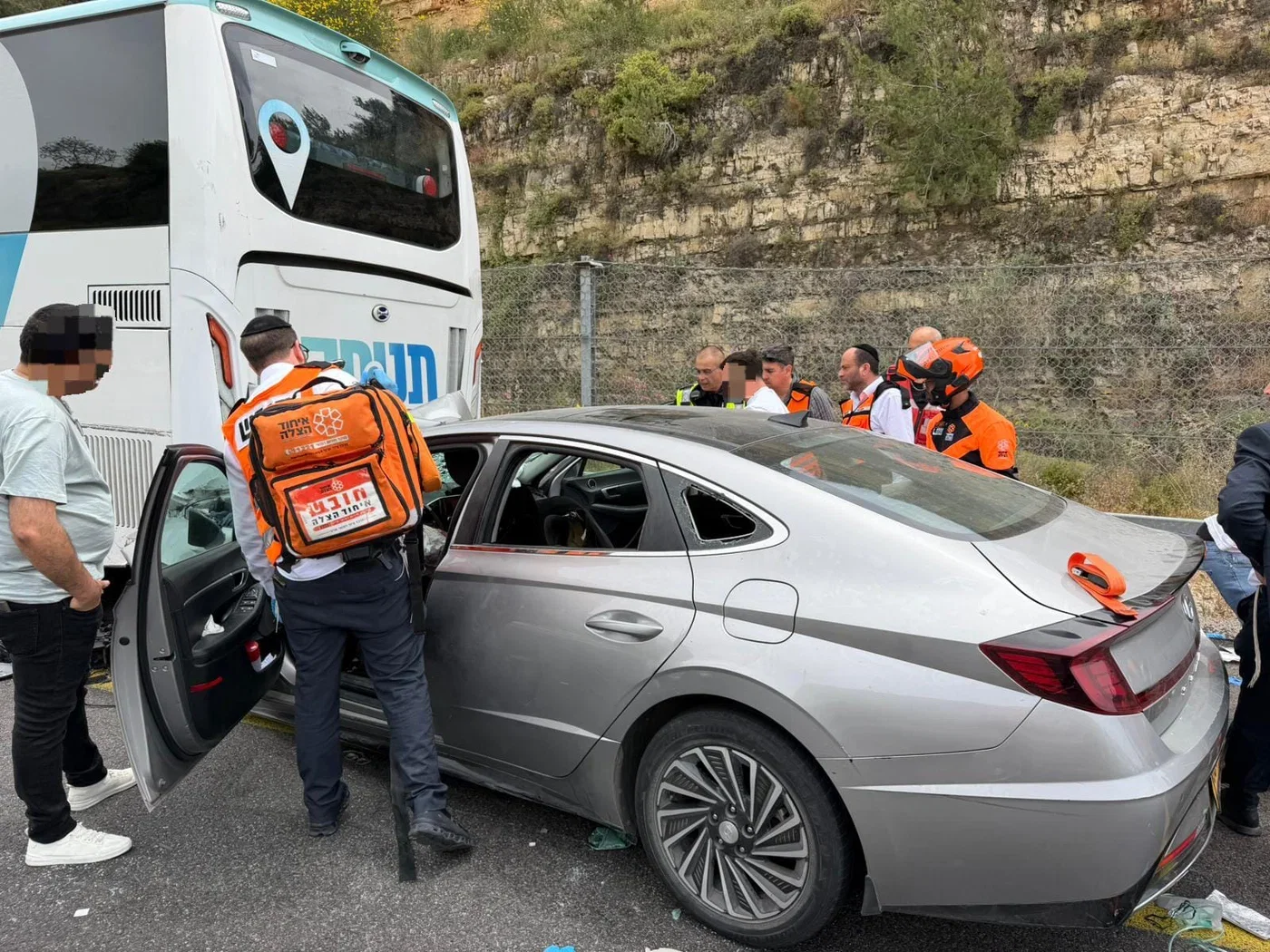 זירת התאונה המחרידה בכביש 1