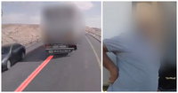 "תודה שלא הרגת מישהו": נהג משאית נתפס עוקף בקו רצוף ונעצר | צפו