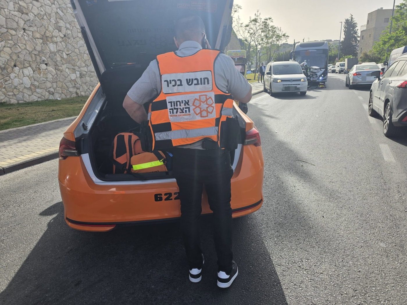 הכוחות בזירת התאונה, הבוקר