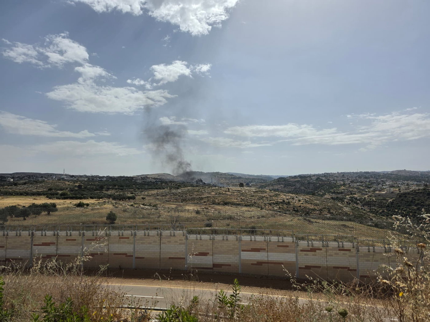 העשן השחור שנראה ברחבי מודיעין עילית