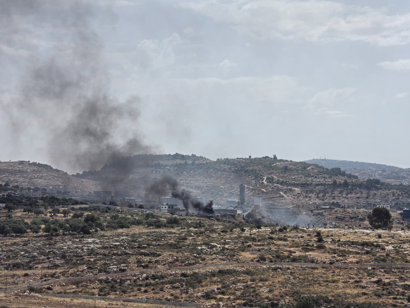 העשן השחור שנראה ברחבי מודיעין עילית