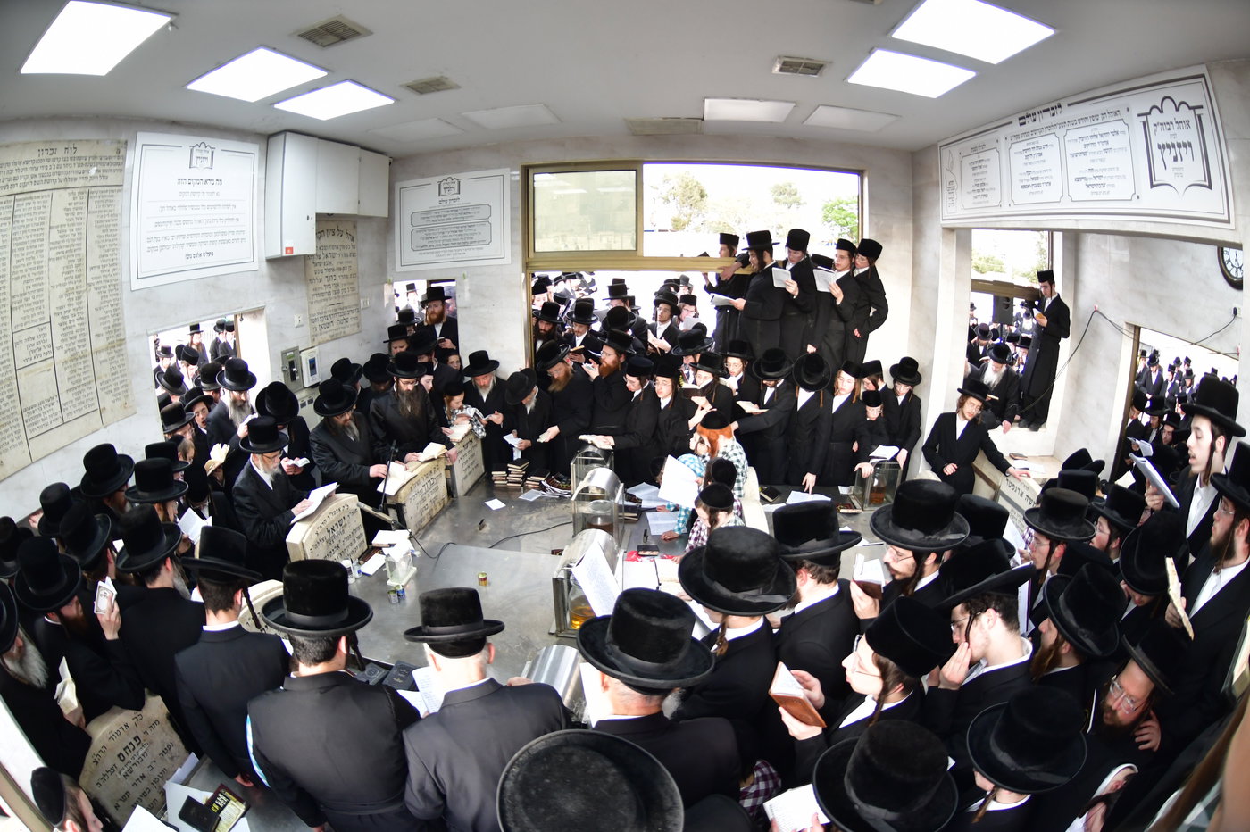 האדמו"ר מסערט ויז'ניץ בתפילה בבית העלמין בב"ב