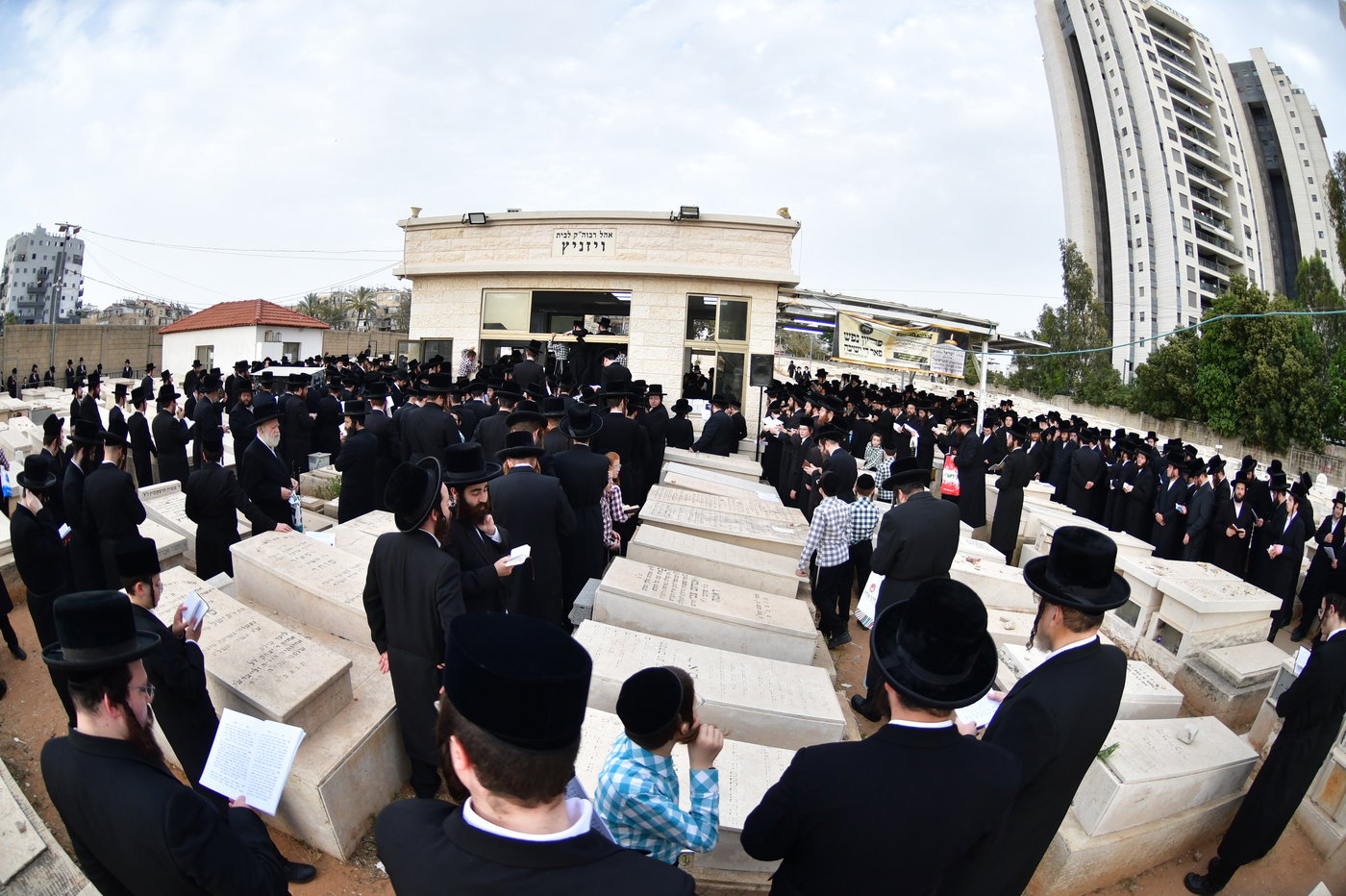 האדמו"ר מסערט ויז'ניץ בתפילה בבית העלמין בב"ב