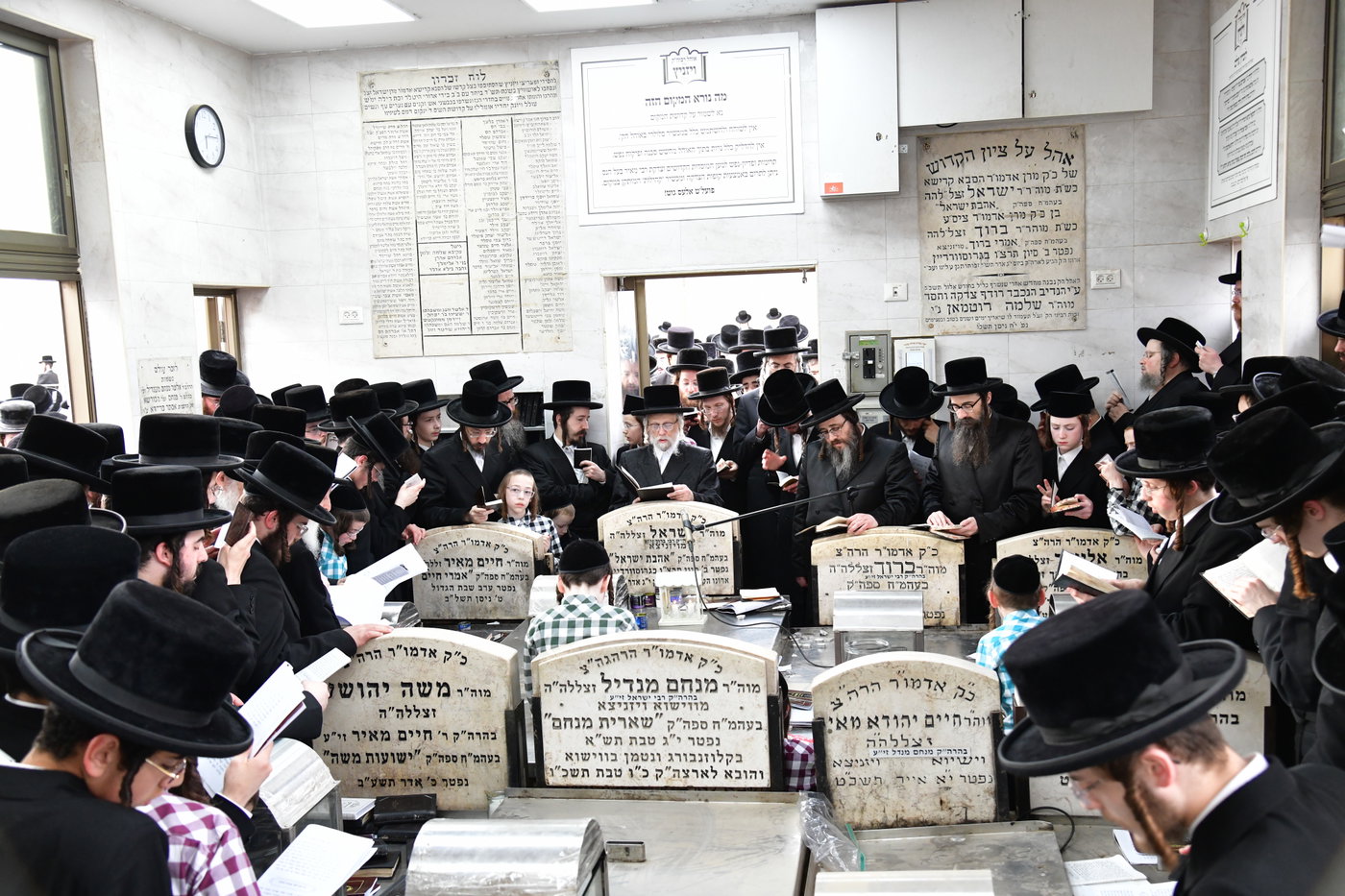 האדמו"ר מסערט ויז'ניץ בתפילה בבית העלמין בב"ב