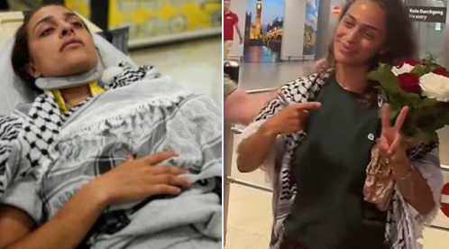 משמאל נסרין זעתר עם הצווארון הרופאי באיסטנבול, מימין עם נחיתתה בגרמניה