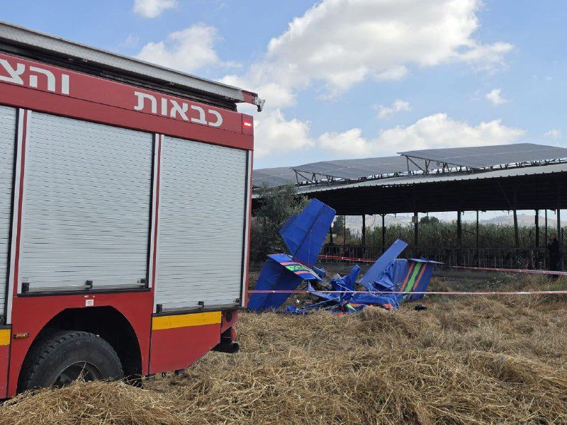 לוחמי האש בזירת ההתרסקות