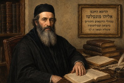 ציור בדיוני של הרופא החכם היהודי אליהו מונטלטו