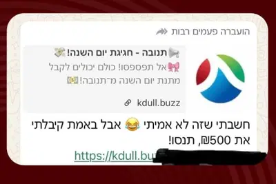קיבלתם הודעה שמבטיחה לכם 500 שקל? מישהו מנסה לעקוץ אתכם