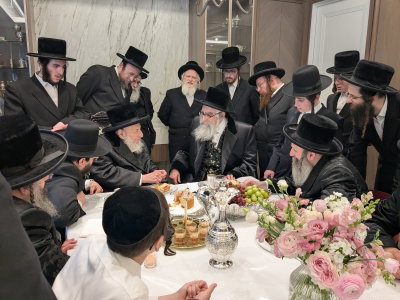 האדמו"ר מויז'ניץ מונסי בביקור אצל האדמו"ר מהארנסטייפל