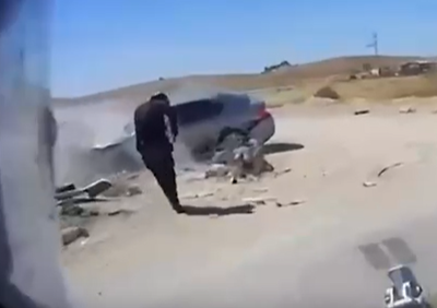 צפו בתיעוד המרדף הדרמטי: נהג ללא רישיון ניסה להימלט מהשוטר והתהפך עם רכבו