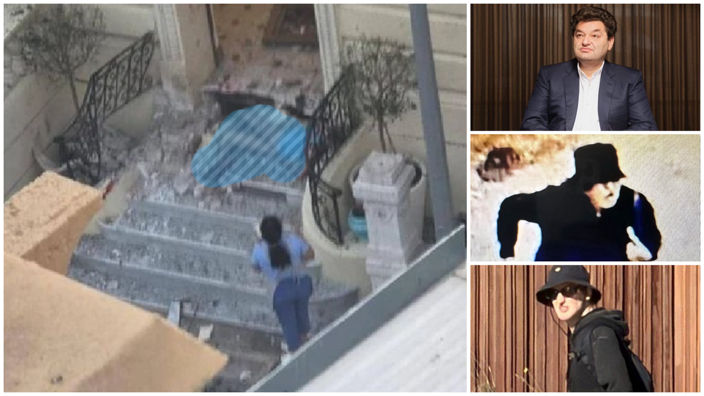 זירת הפיגוע במונקו האוליגרך (בחליפה) והחשודים