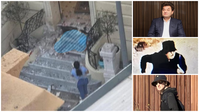 זירת הפיגוע במונקו האוליגרך (בחליפה) והחשודים