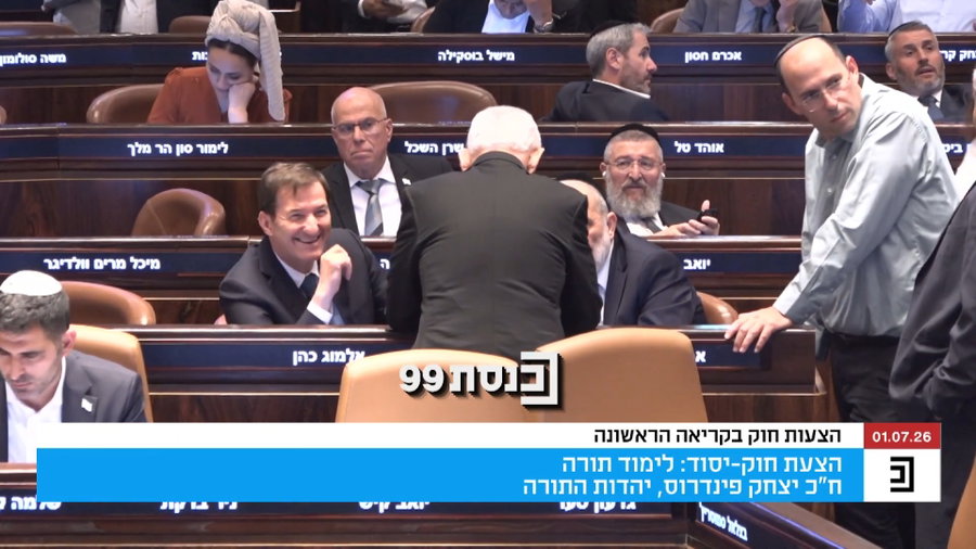 רה"מ נתניהו בהצבעה על הצעת החוק יסוד: לימוד תורה בקריאה ראשונה