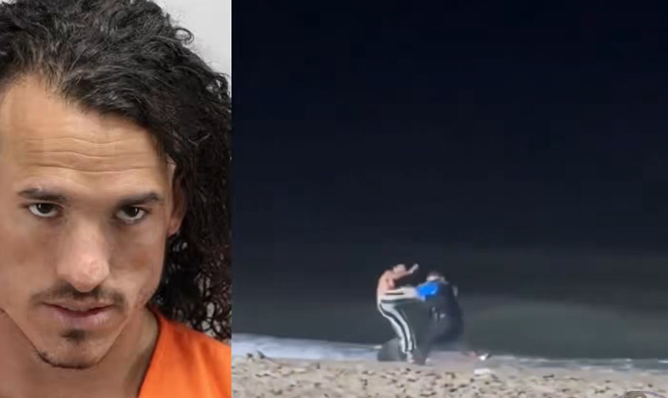 טימותי אלן ווגרט בבעיטה סיבובית לשוטר