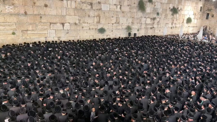 עצרת חסידי ויז'ניץ ברחבת הכותל