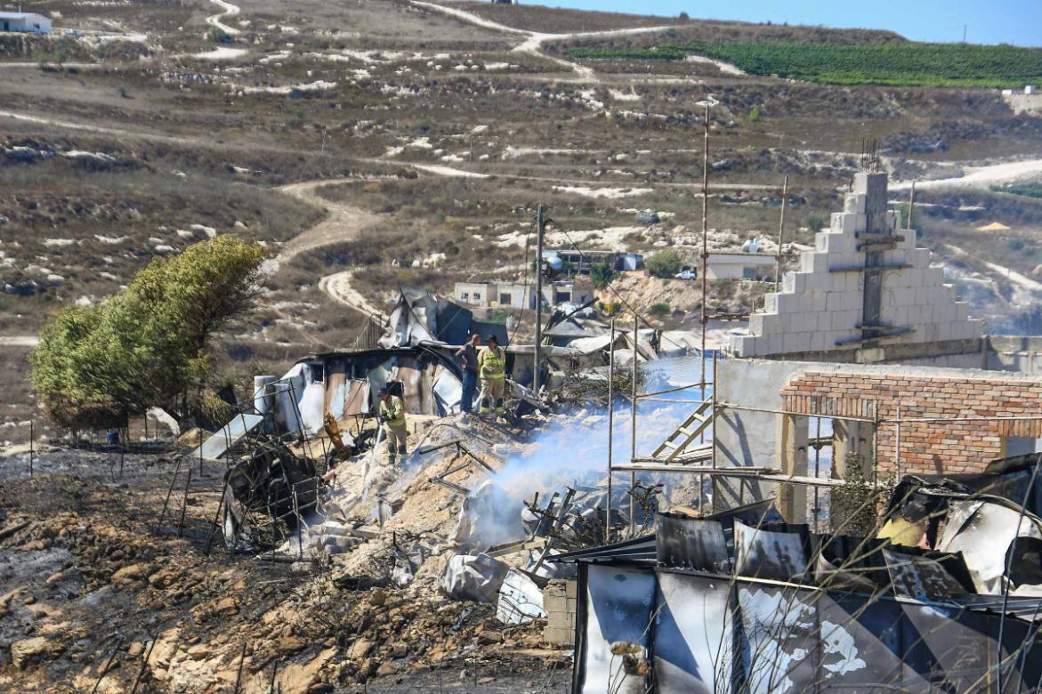 זירת השריפה בחוות גלעד שבשומרון