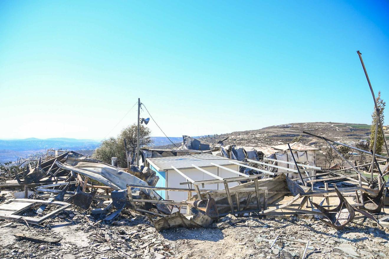 זירת השריפה בחוות גלעד שבשומרון