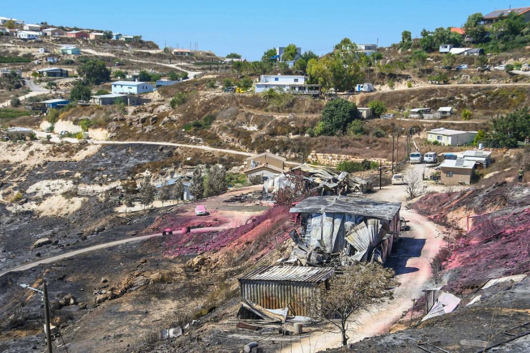 זירת השריפה בחוות גלעד שבשומרון