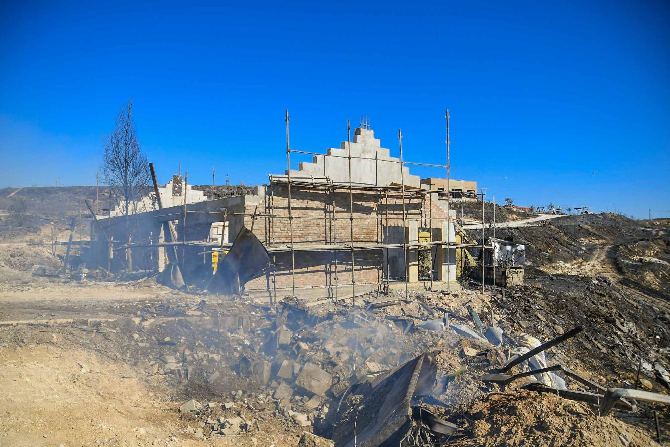 זירת השריפה בחוות גלעד שבשומרון