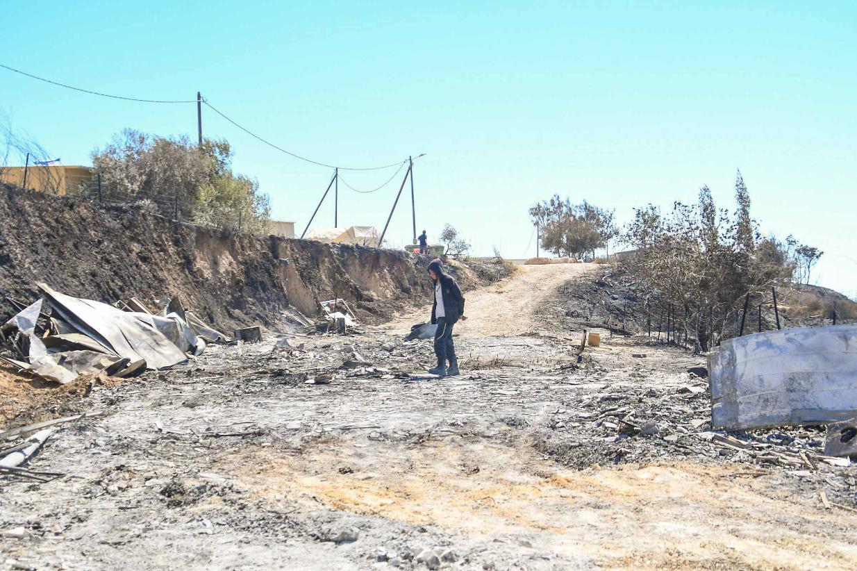 זירת השריפה בחוות גלעד שבשומרון
