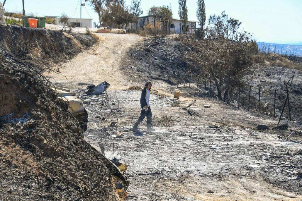 זירת השריפה בחוות גלעד שבשומרון