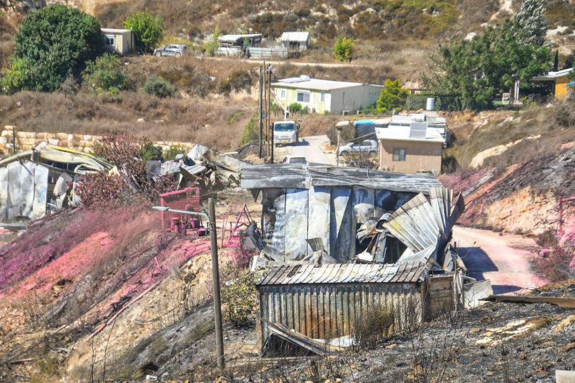 זירת השריפה בחוות גלעד שבשומרון