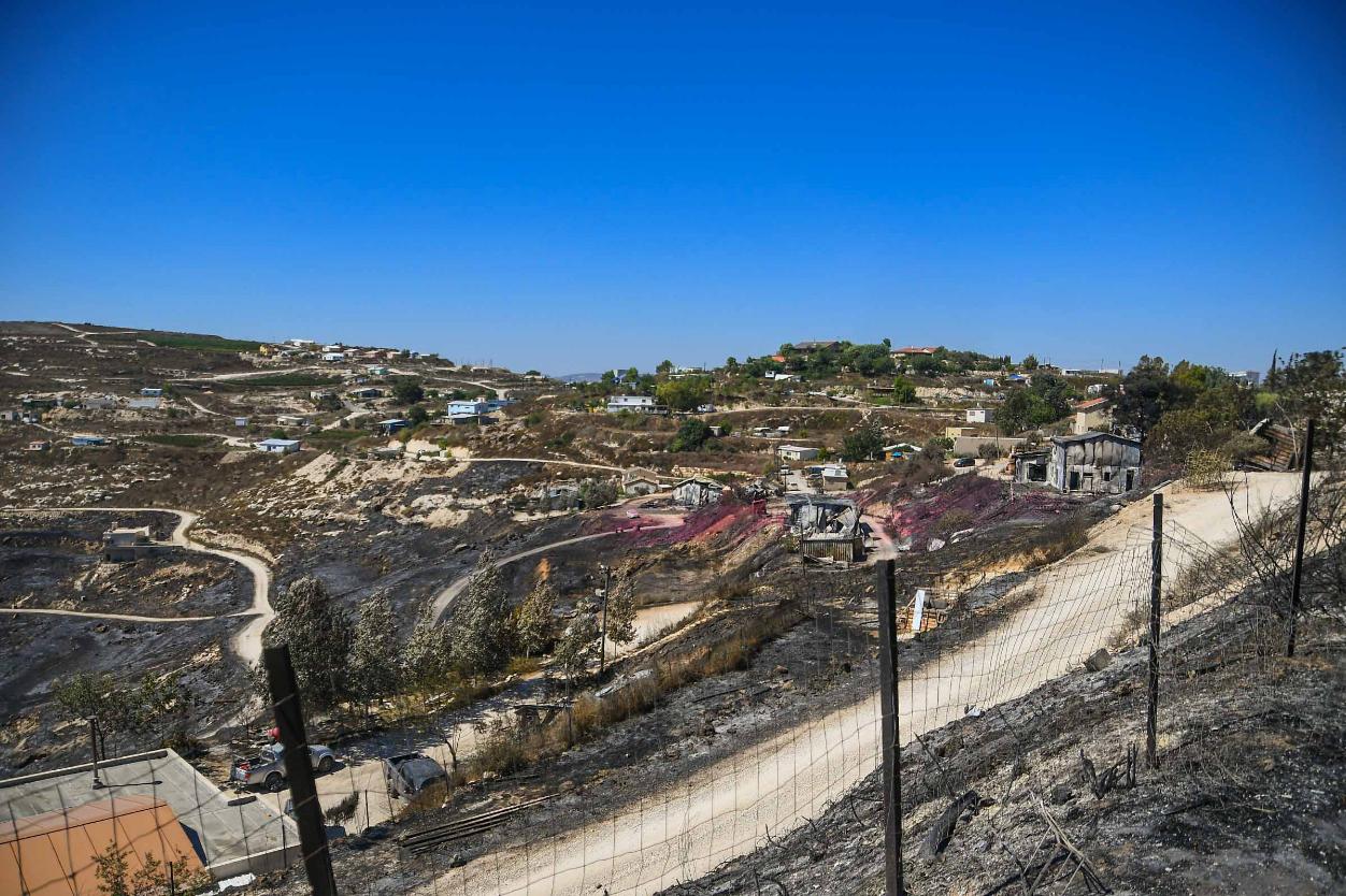 זירת השריפה בחוות גלעד שבשומרון