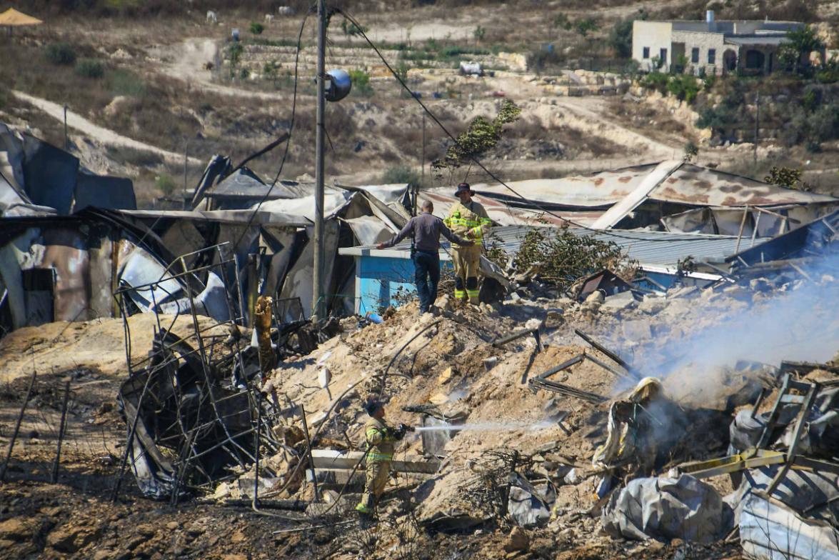 זירת השריפה בחוות גלעד שבשומרון