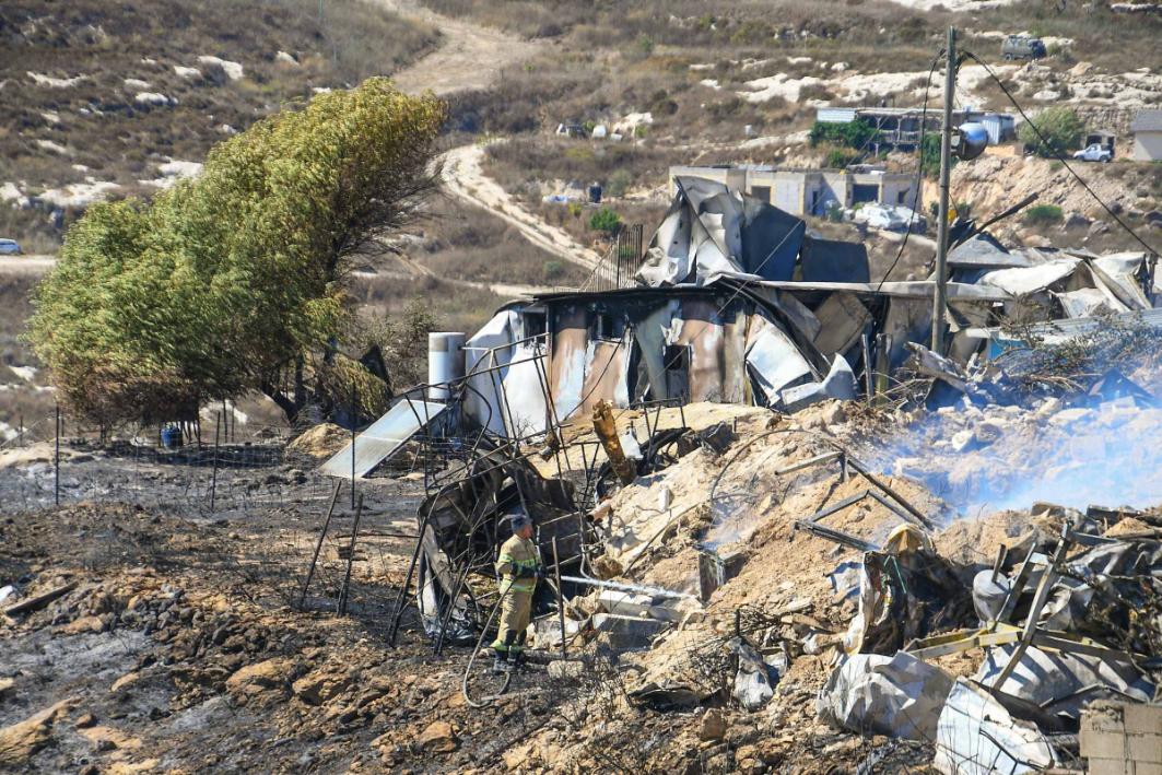 זירת השריפה בחוות גלעד שבשומרון