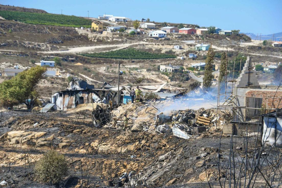 זירת השריפה בחוות גלעד שבשומרון