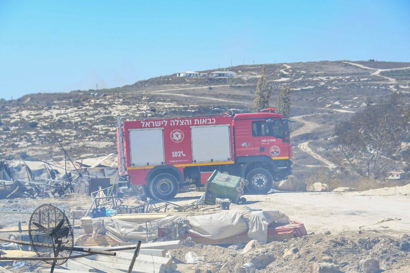 זירת השריפה בחוות גלעד שבשומרון