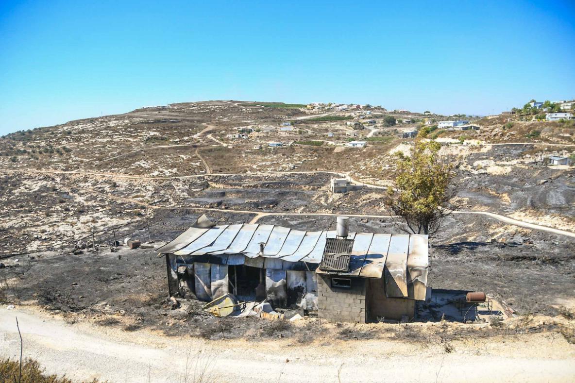 זירת השריפה בחוות גלעד שבשומרון
